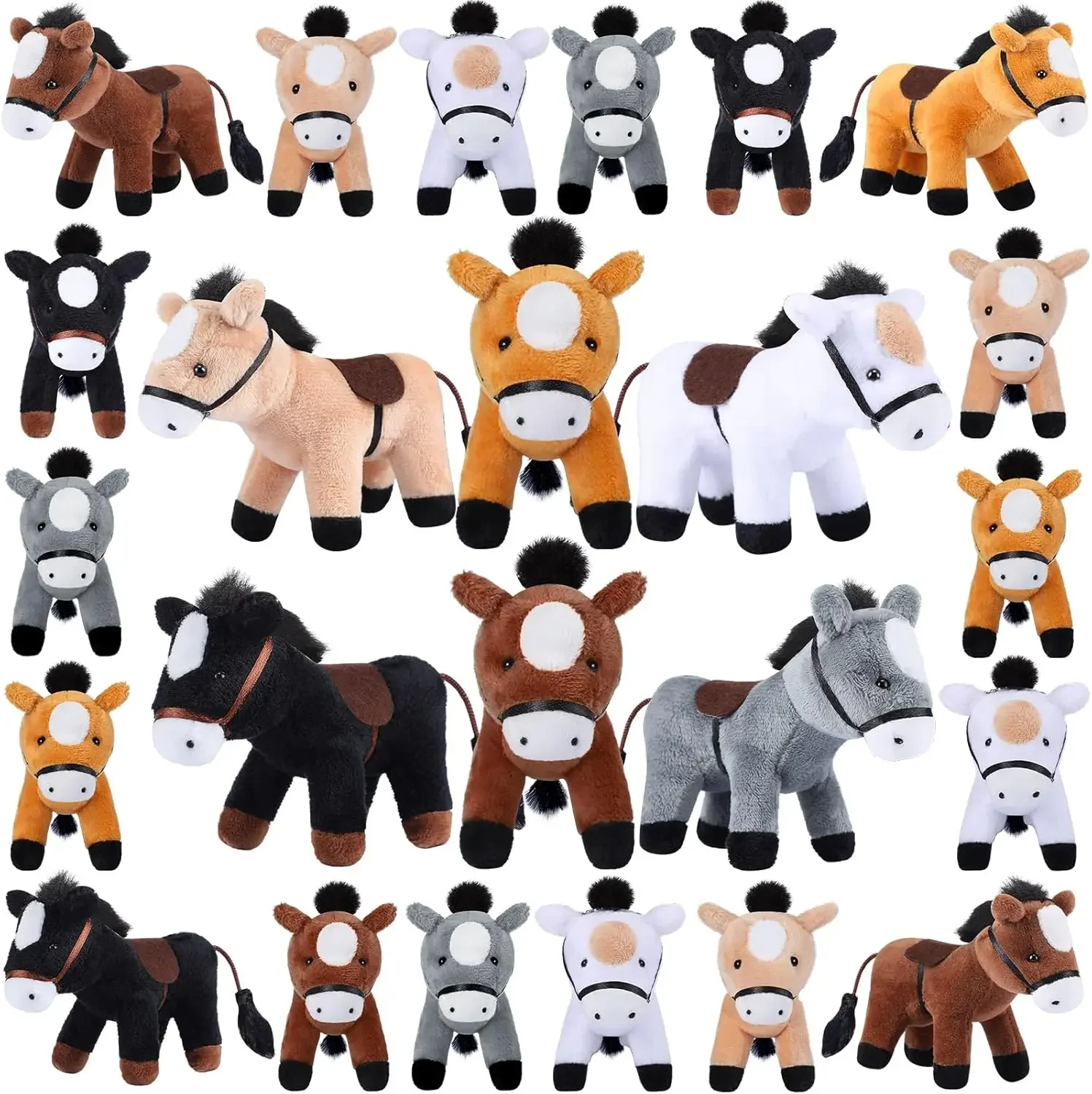12-120Pcs 4inch Horse Stuffed Animal Horse Toys Horse Plush Adopt A  Party Favor Standing Stuffed  Mini Plush Birthday