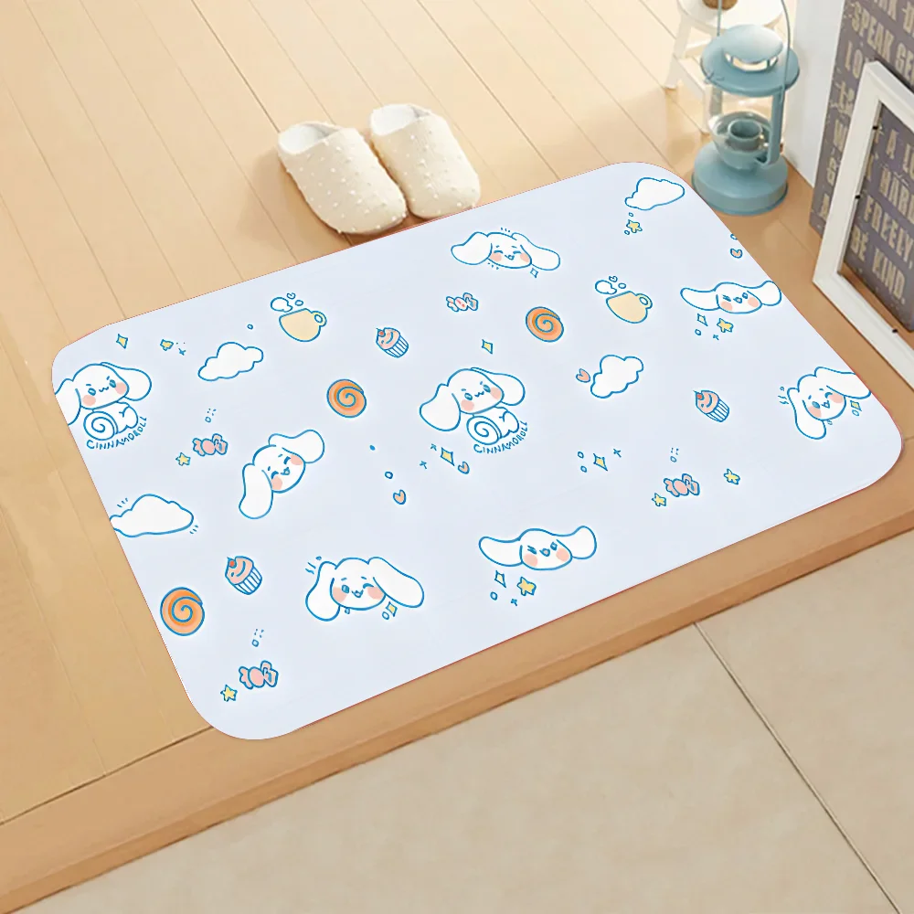 S-Sario C-Cinnamoroll Floor Mat Graphic Printed Flannel Doormats For Bathroom Kitchen Entrance Carpet Home Decor