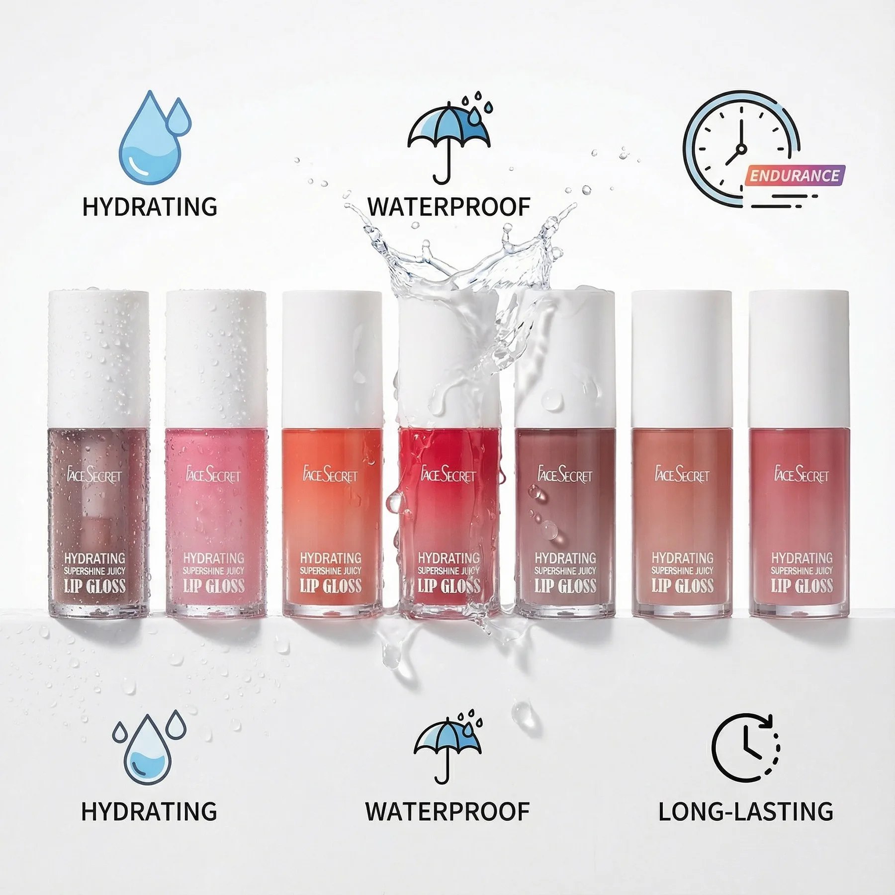 7-kleuren Jelly Lipolie Lipgloss Hydraterende opvullende lippenbalsem Lipcombo Natuurlijke fruitkleur Lichtbeige lip Langdurige make-up