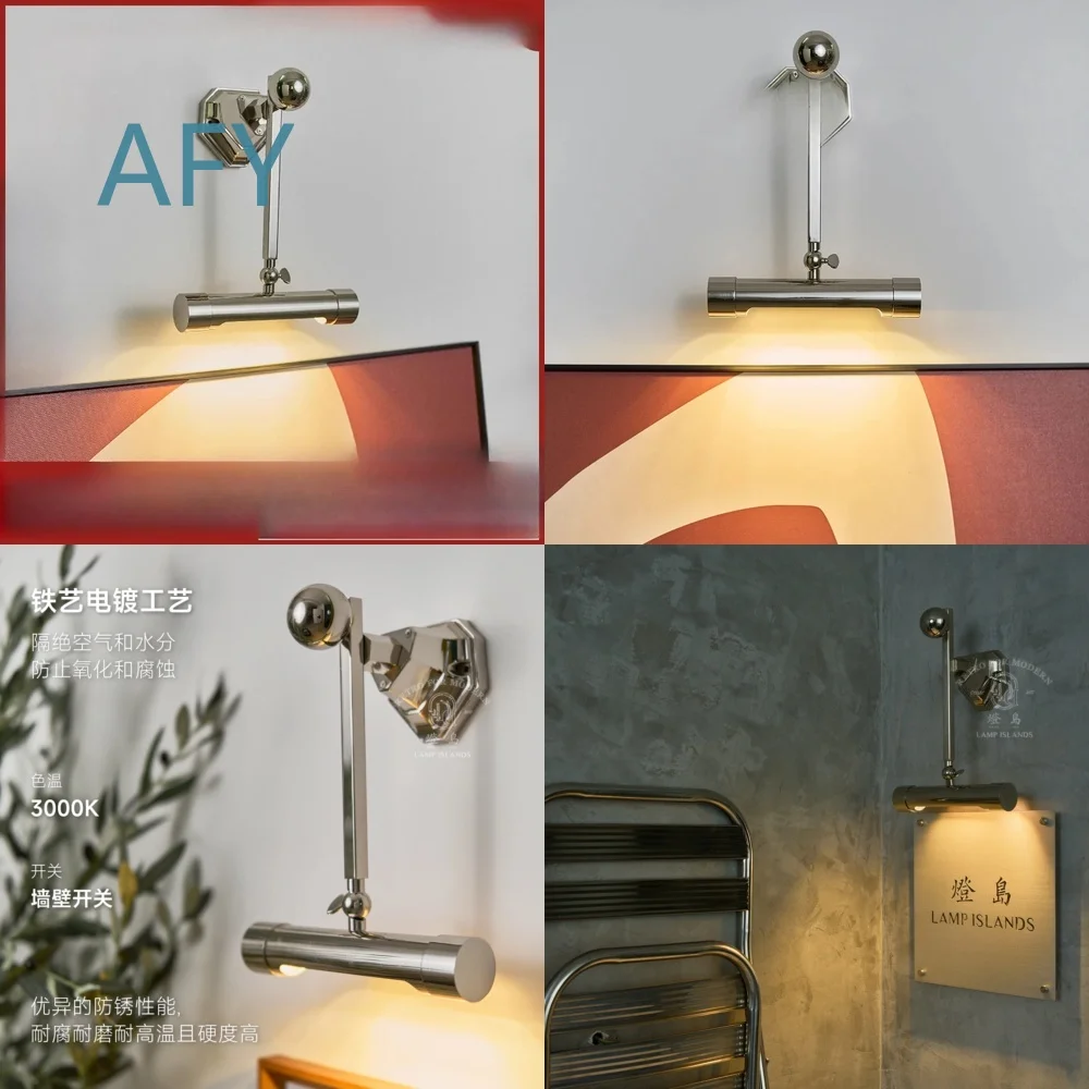 Retro American Wrought Iron Wall Lamp for Modern Entrance Hallway Decor Industrial Style Mural Lighting Adjustable Mirror