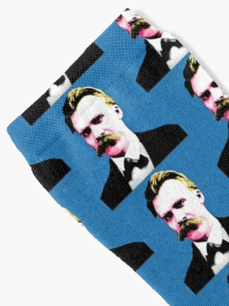 Pop Art Nietzsche in Blue Background Socks men cotton high quality designer Argentina Women Socks Men's