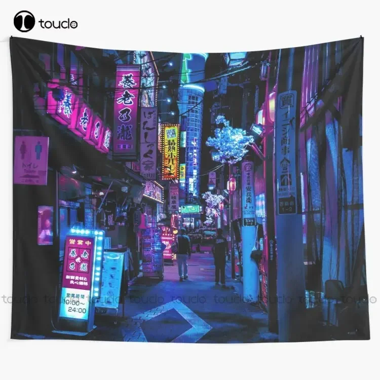 Blue Tokyo Alleys Japan Shinjuku Alley Future Tapestry Tapestry Wall Hanging For Living Room Bedroom Dorm Room Home Decor