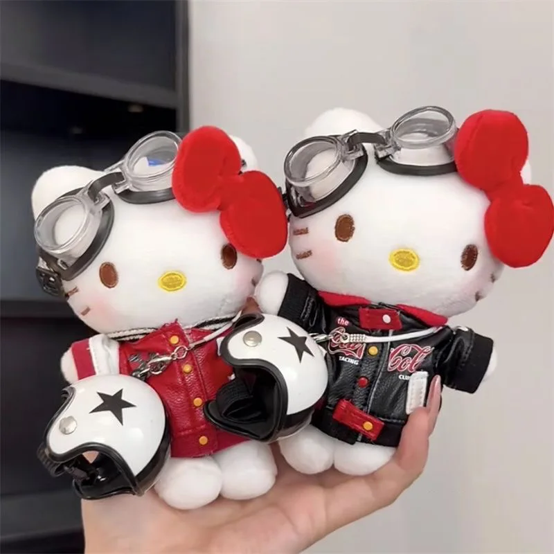 Kawaii Sanrio Hello Kitty American Motorcycle Sisters Kitty Doll Keychain Hello Kitty Accessories Birthday Gift for Girls