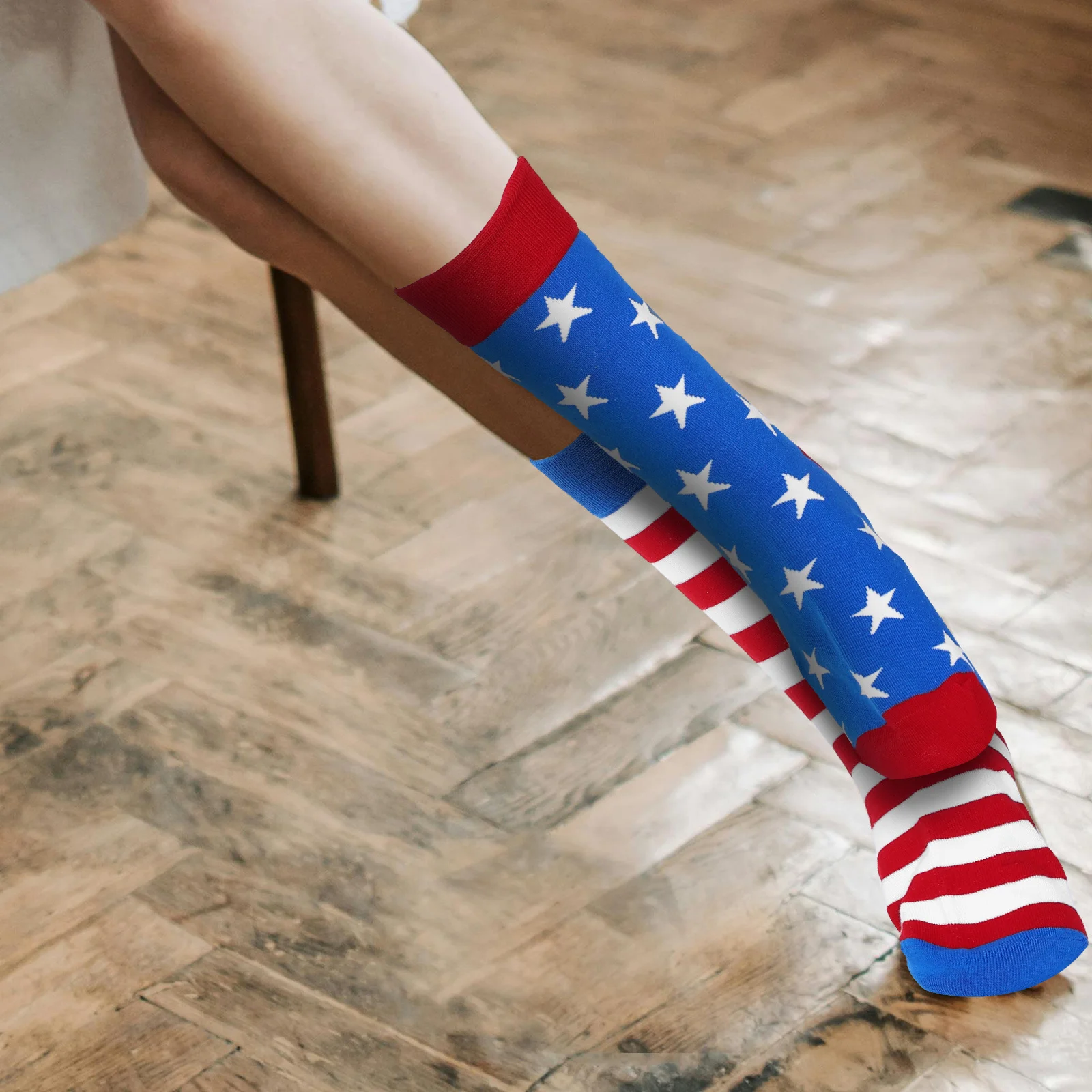 1 زوج 4th من يوليو العلم الأمريكي الرجال يوم الاستقلال الوطني مخطط طاقم الجوارب تنفس الجوارب الطويلة رجالي #2