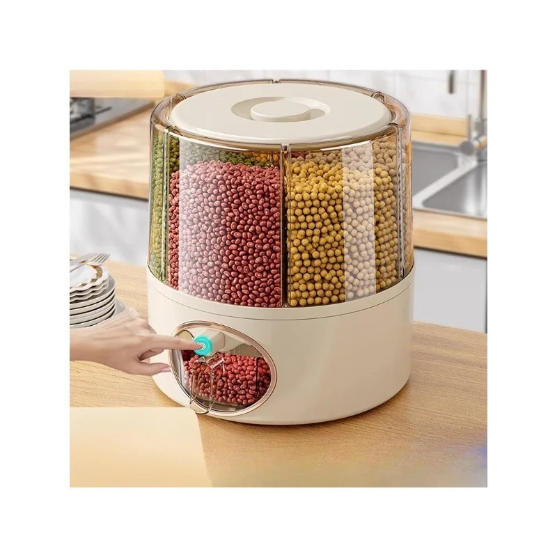 

Five grains and miscellaneous grains separated, rotated, insect proof, moisture-proof, sealed household rice storage box