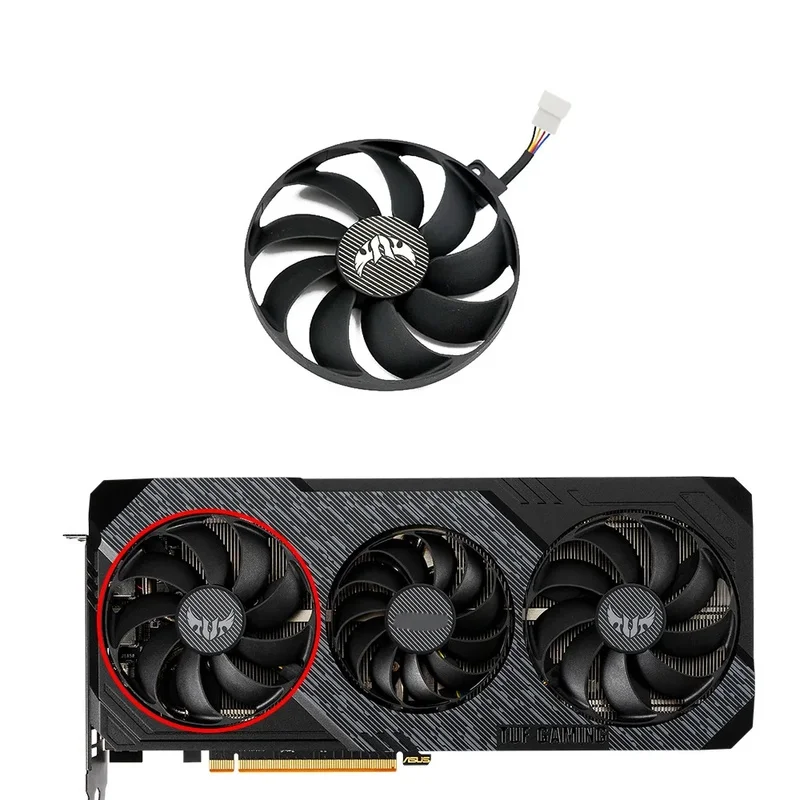 90MM 7Pin GPU Cooling Fan T129215SU T128010SU For ASUS TUF X3 EVO OC RX5600XT RX5700XT Video Card view 5