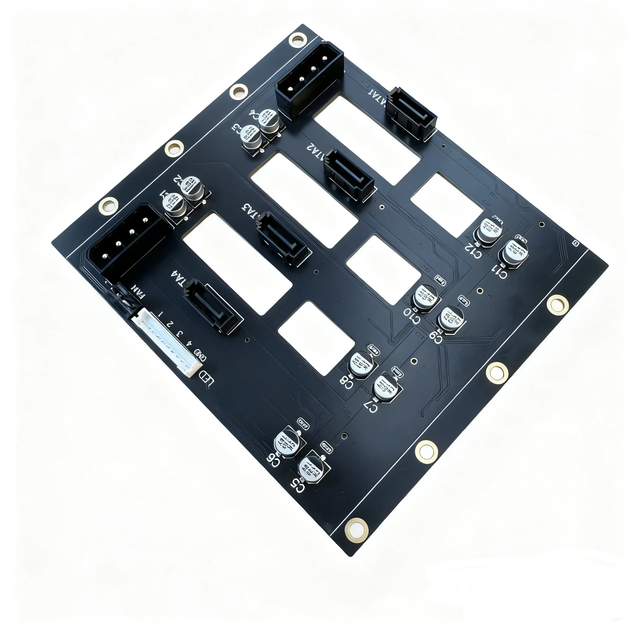 SATA 3.0 6Gbps 4-bay HDD Backboard Dual Big 4D Power Connector With 12V Fan Interface For DIY NAS Storage
