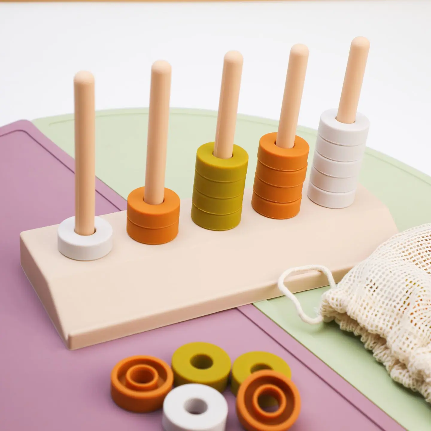 

Silicone Stacking Rings and Counting Games with 35-55 Rings Number Blocks- Counting Ring Stacker-Silicone Sorting Counting Toy