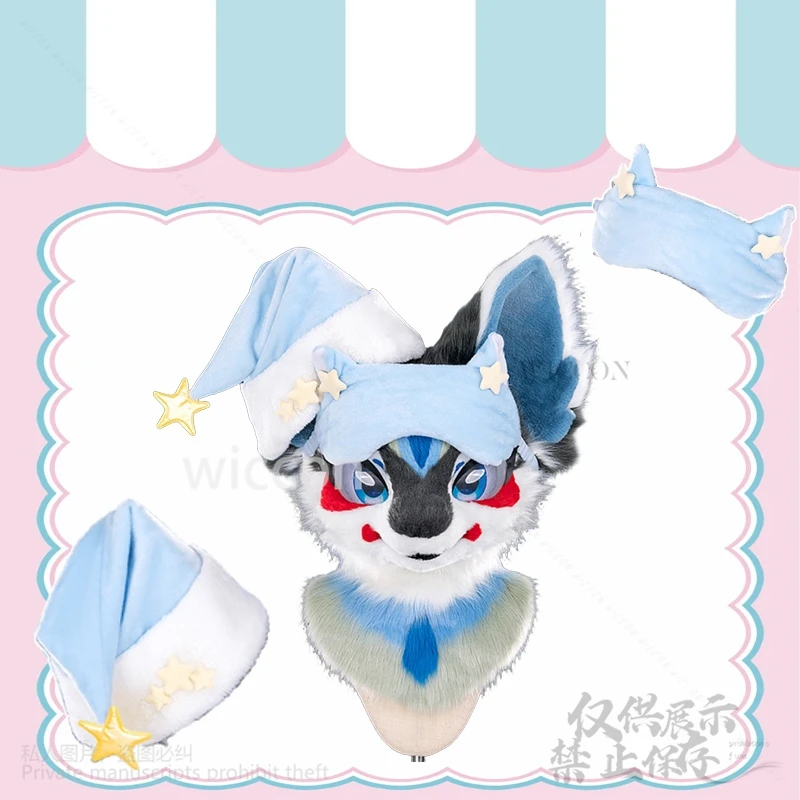 Furry Furrsuit Cartoon Funny Animal Cosplay Kigurumi Costume Star Nightcap Kawaii Eye Mask Pyjamas Cute Suit Cosplay Customized
