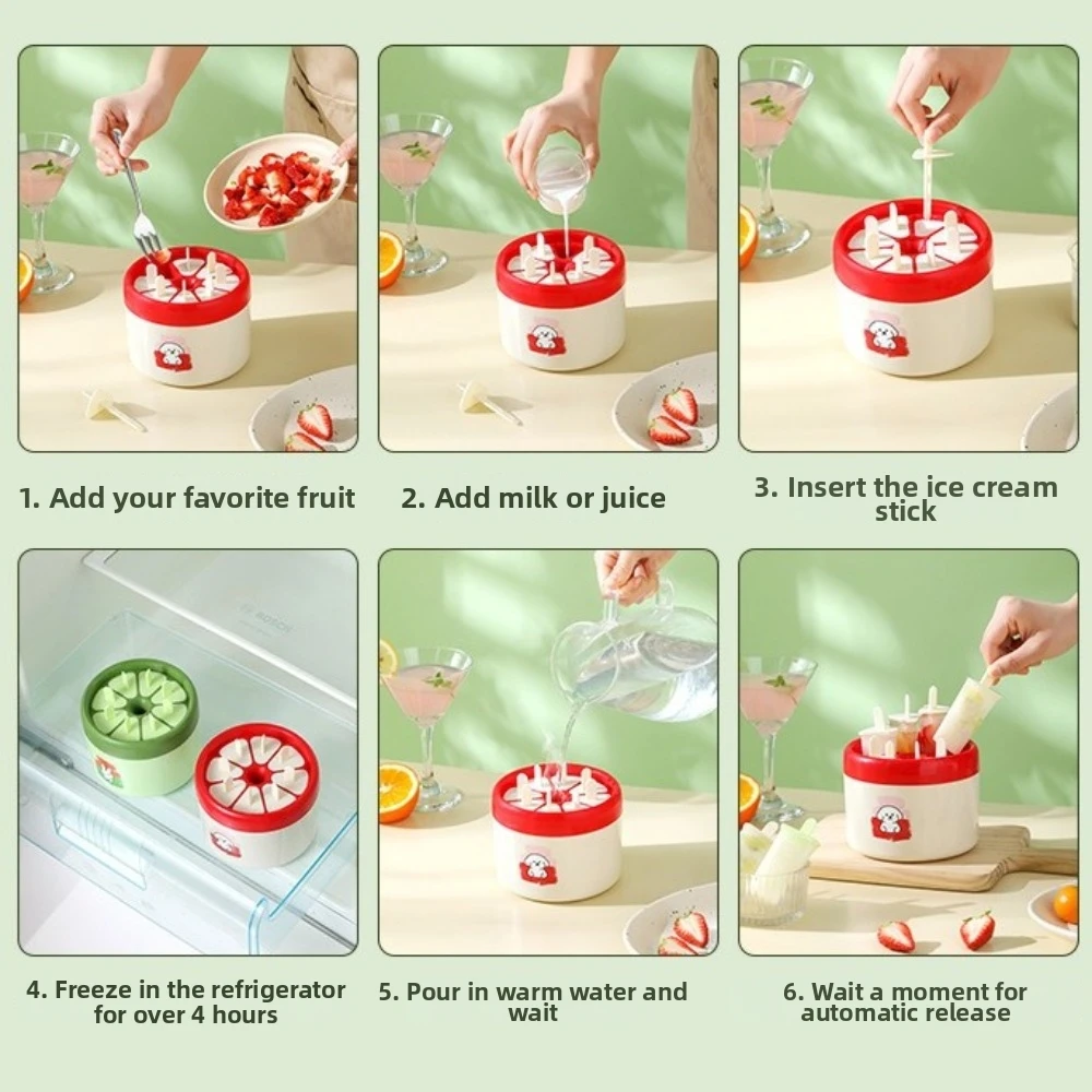 

Creative 8 Grids Ice Cream Molds Non-Stick Cartoon Pattern Ice Storage Boxes DIY with Lid Ice Candy Mold Summer