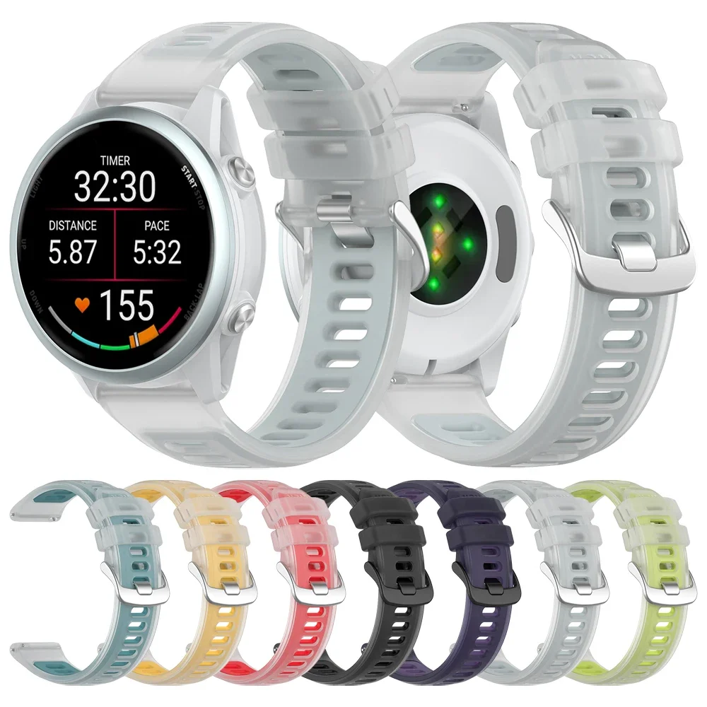 

Полупрозрачный двухцветный силиконовый ремешок 22 мм 20 мм для Garmin Forerunner 570 265 255 165 55/Vivoactive 6 5 4/Venu 3 2 Plus, ремешок для часов