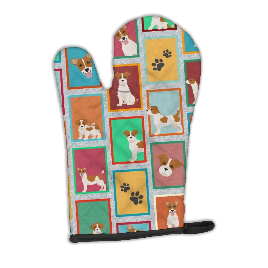 

Lots of Red and White Jack Russell Terrier Oven Mitt Heat Resistant Thick Oven Mitt for Hot Pans and Oven Kitchen Mitt Protect