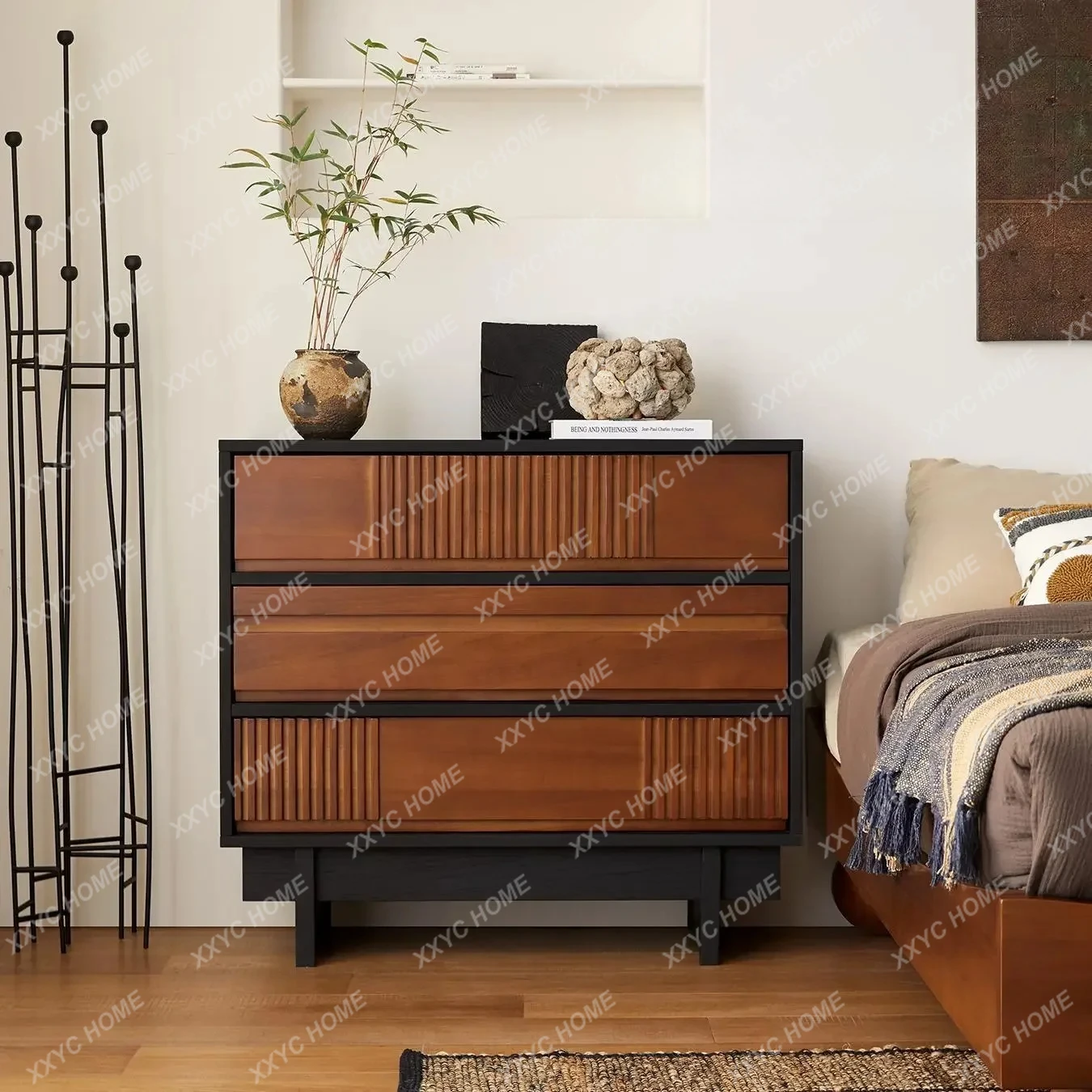 

L solid wood chest medieval bedroom storage locker drawer vertical cabinet living room side cabinet simple