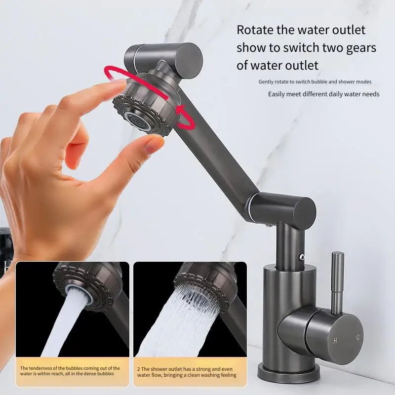 Basin Faucet Hot and Cold Wash Basin Household Bathroom Multi-function Booster Universal Rotating Faucet Kitchen Universal