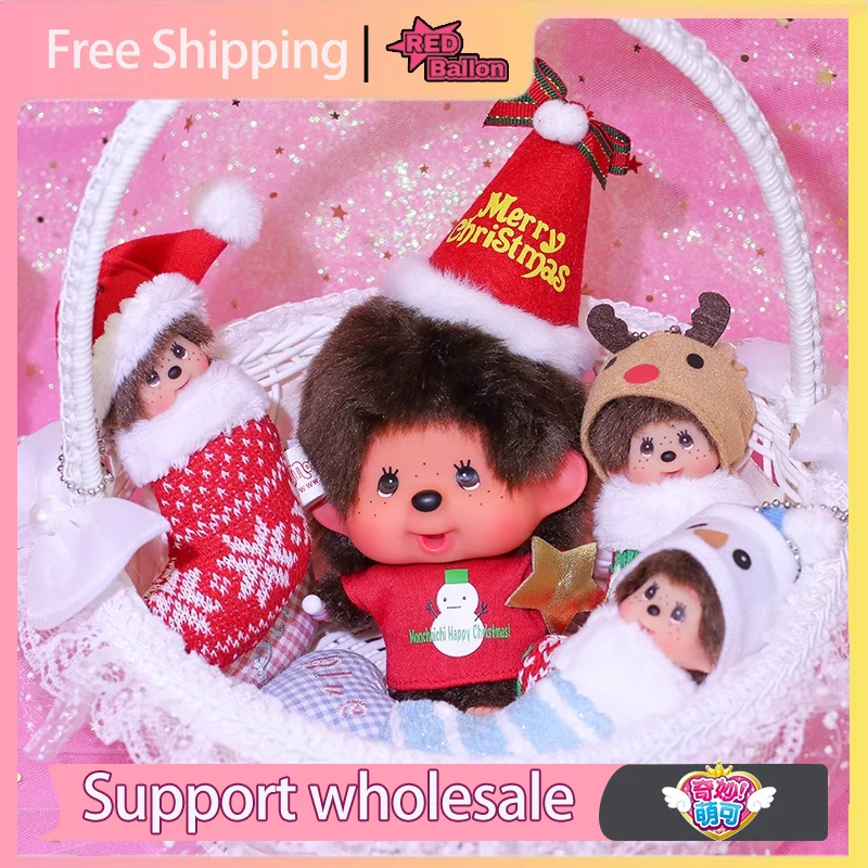 

In Stock Genuine Monchichi Doll Christmas Limited Edition Snowman Elk Series Bags Pendants Decorative Ornaments Christmas Gifts