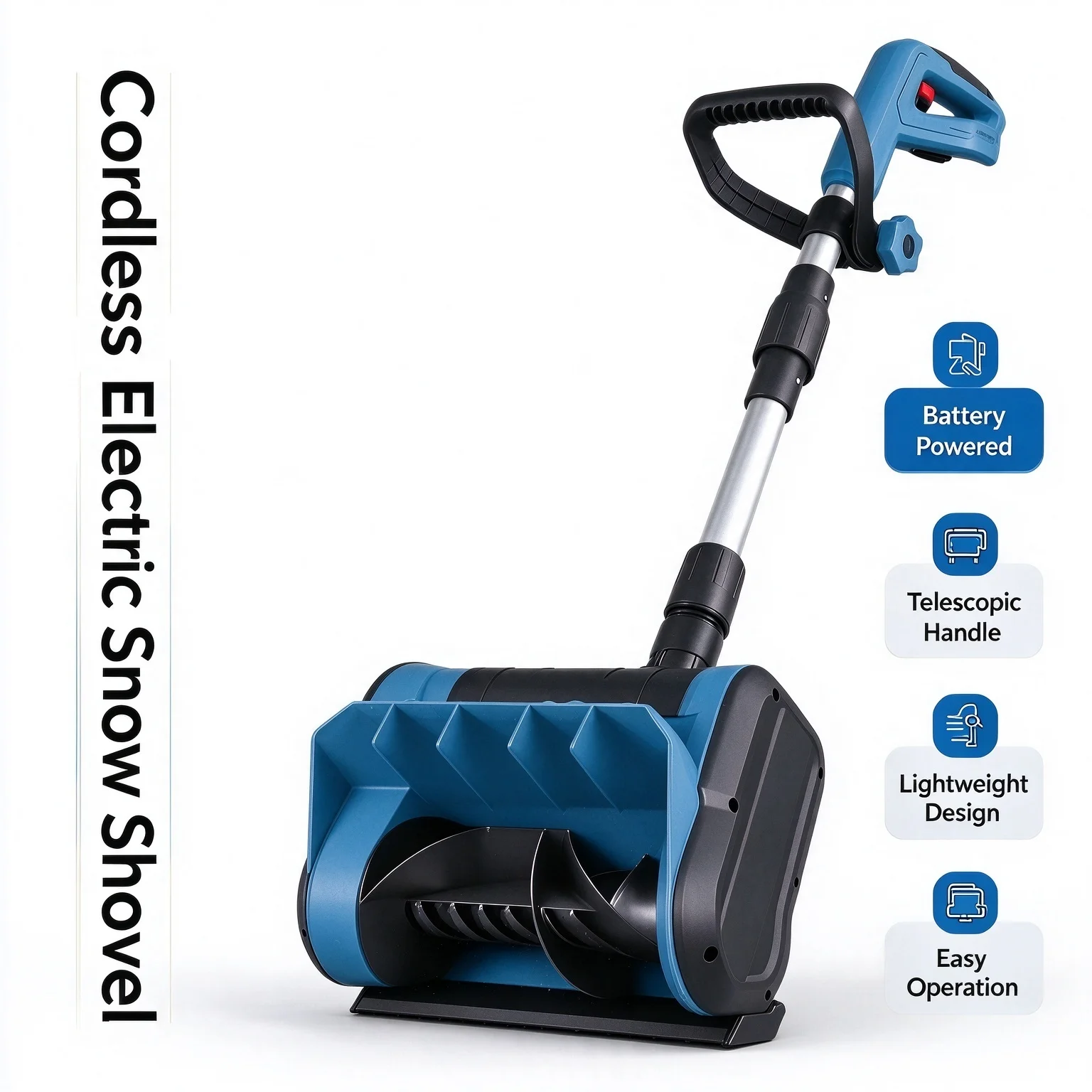 Cordless Electric Snow Shovel Handheld Snow Remover with Telescopic Handle for Yard Driveway, Battery Not Included