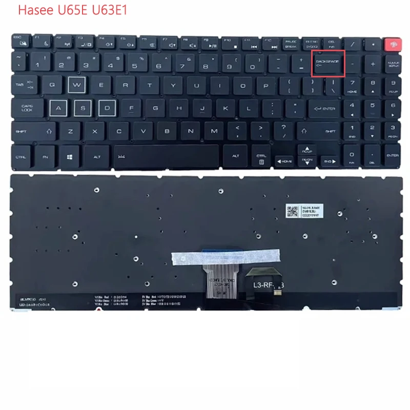 

Keyboard For Hasee U65E U63E1 QL9S05 U65A U65A1 with backlit US