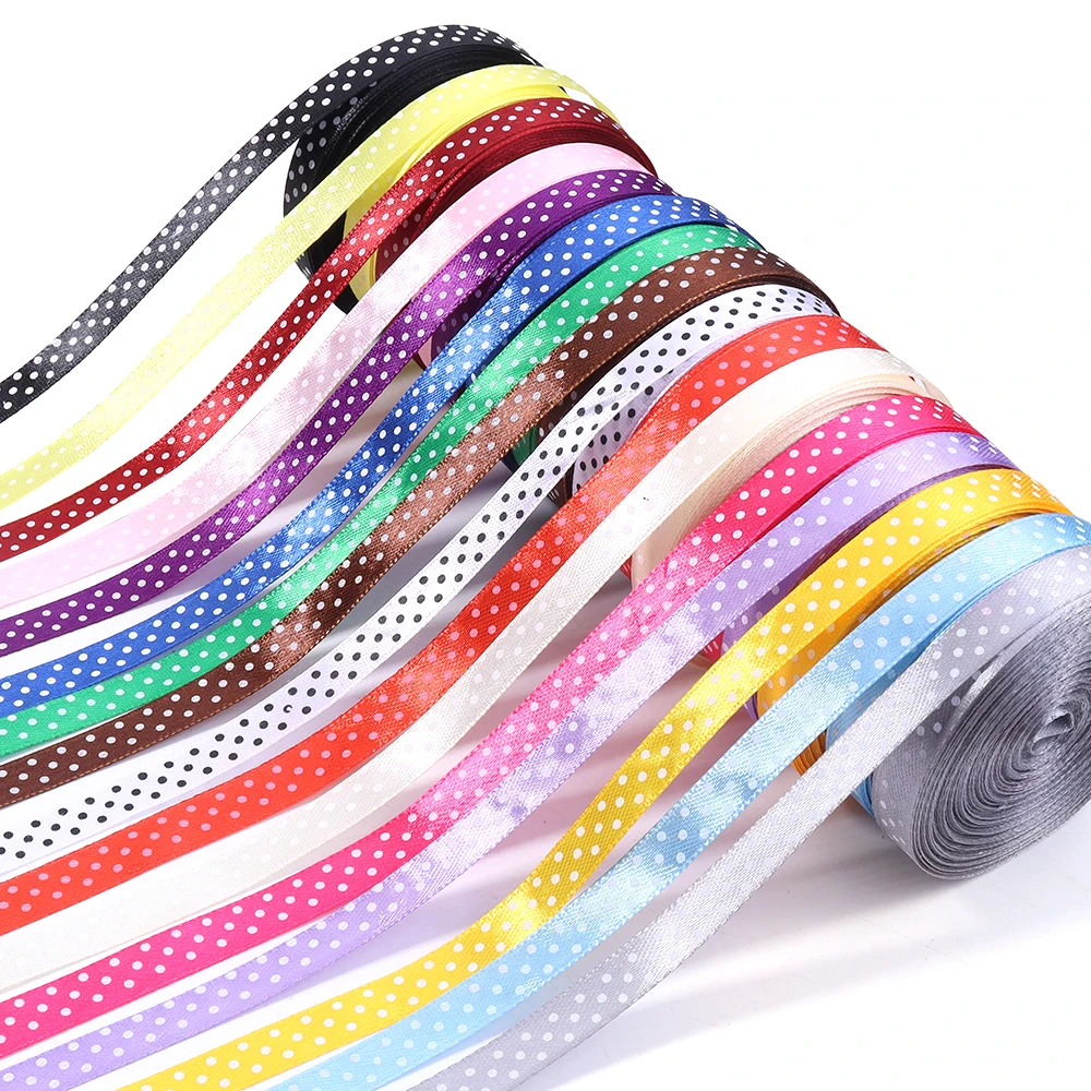 

20 ярдов, 1 см, односторонние полиэфирные ленты в горошек, классические винтажные ленты в горошек для упаковки бантов, упаковка рождественских подарков