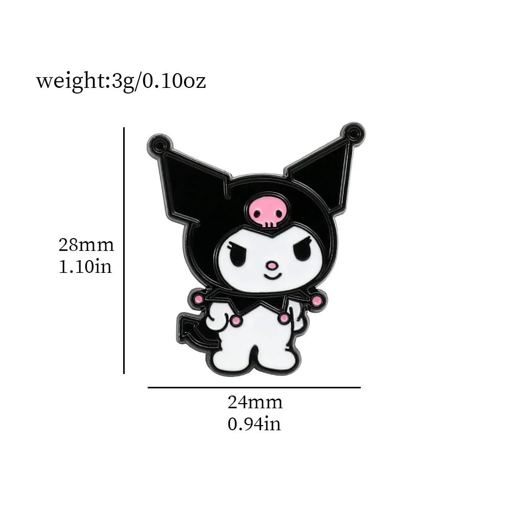 Broche Sanurgente Kuromi pour enfants, figurines d'anime d'action, vêtements de dessin animé mélodie, ornements mignons, jouets, cadeau pour amis, épingles pour sacs à dos