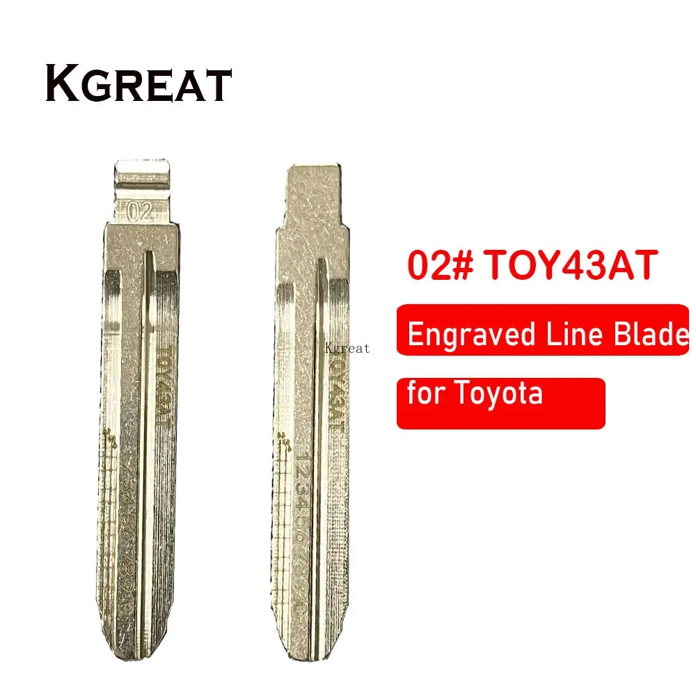 

10pcs 02# TOY43AT Engraved Line Key Blade Scale Shearing Teeth Uncut Key Blade for Toyota Camry/Corolla/Reiz S305 for KD VVDI