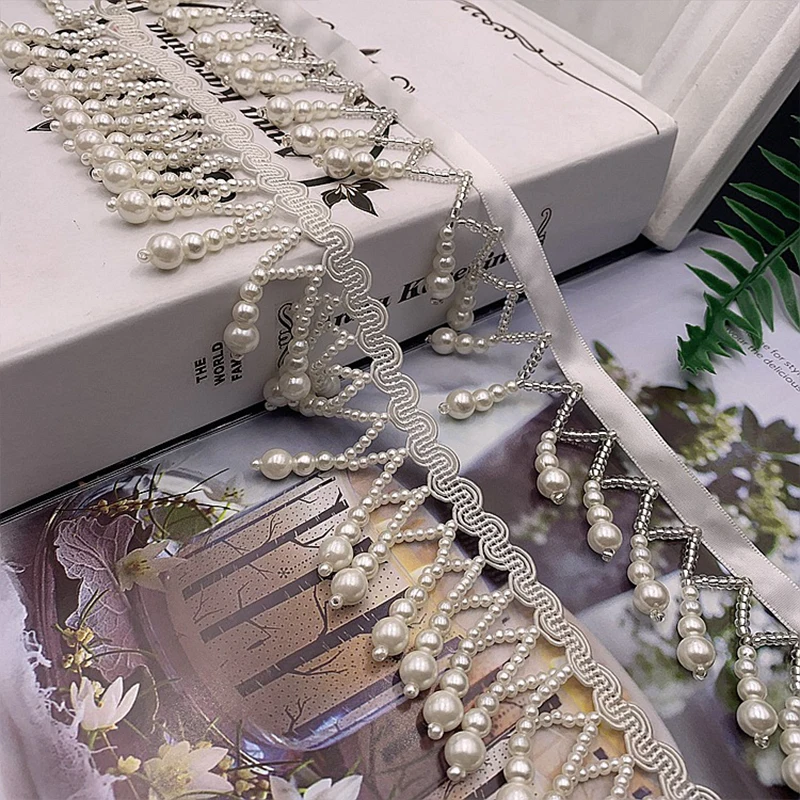 Pearl Bead Tassel Fringe Lace Trim