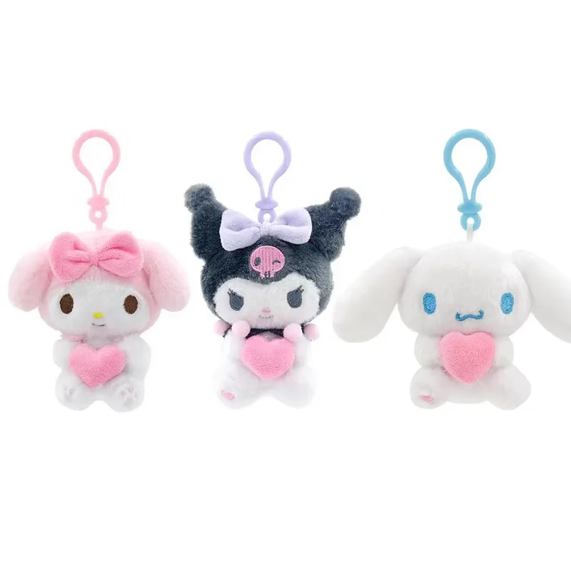 Oryginalne pluszaki Sanrio Hello Kitty Kuromi Melody Cinnamoroll, zawieszka, breloczek do kluczy, anime, prezent urodzinowy