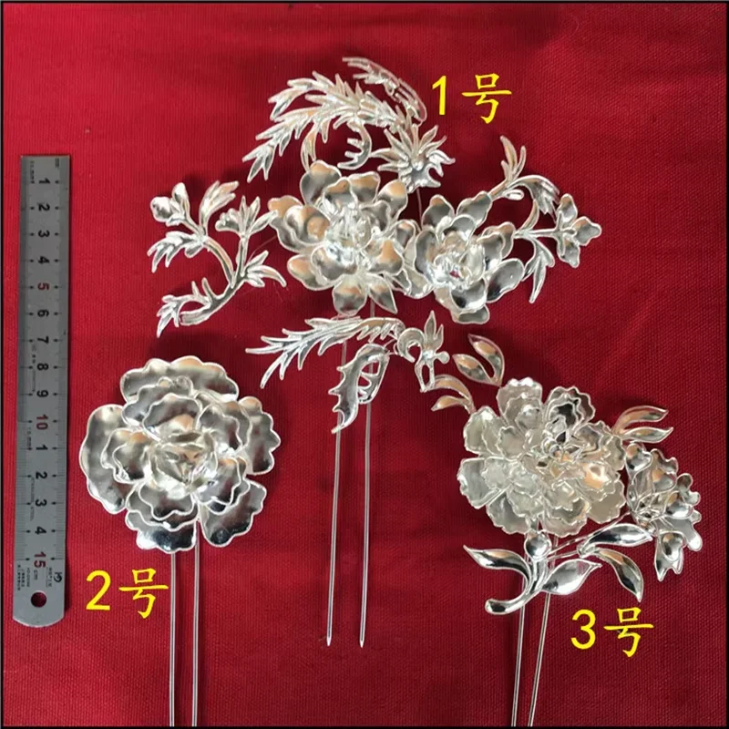 

MIAO Gold or Silver Plated Handmade Rich Peony Hair Stick for Wedding Drama Chinese Hanfu Hair Accessories Wire Inlay