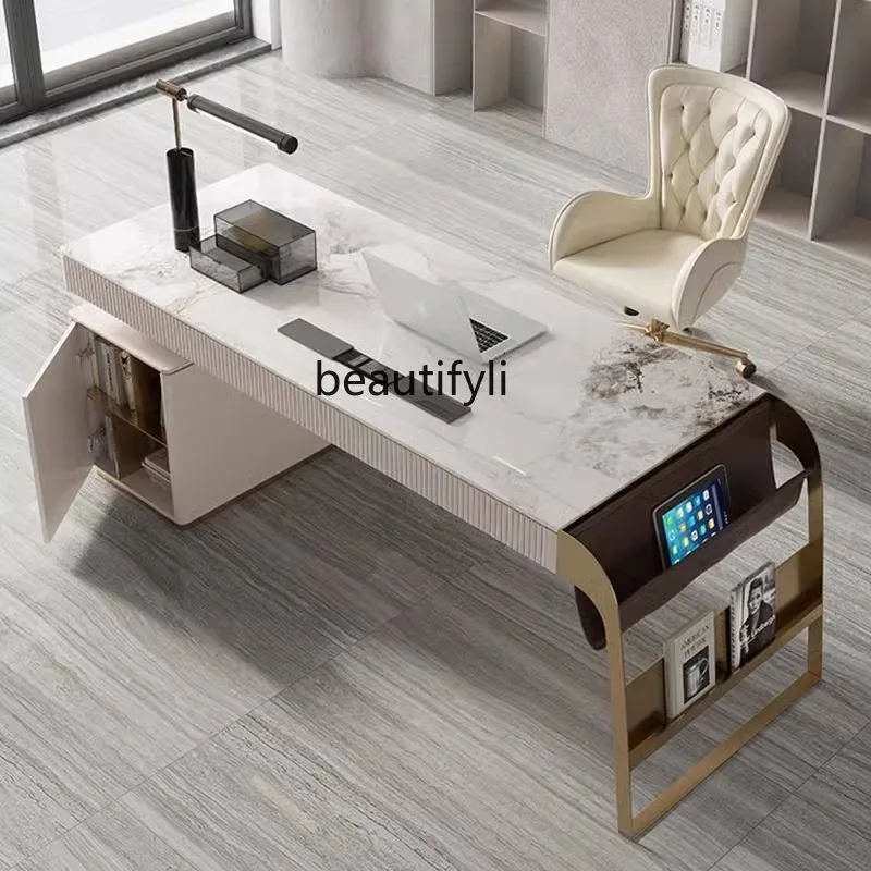 

Light luxury modern rock slab office desk and chair combination computer desk medical beauty consultation reception desk