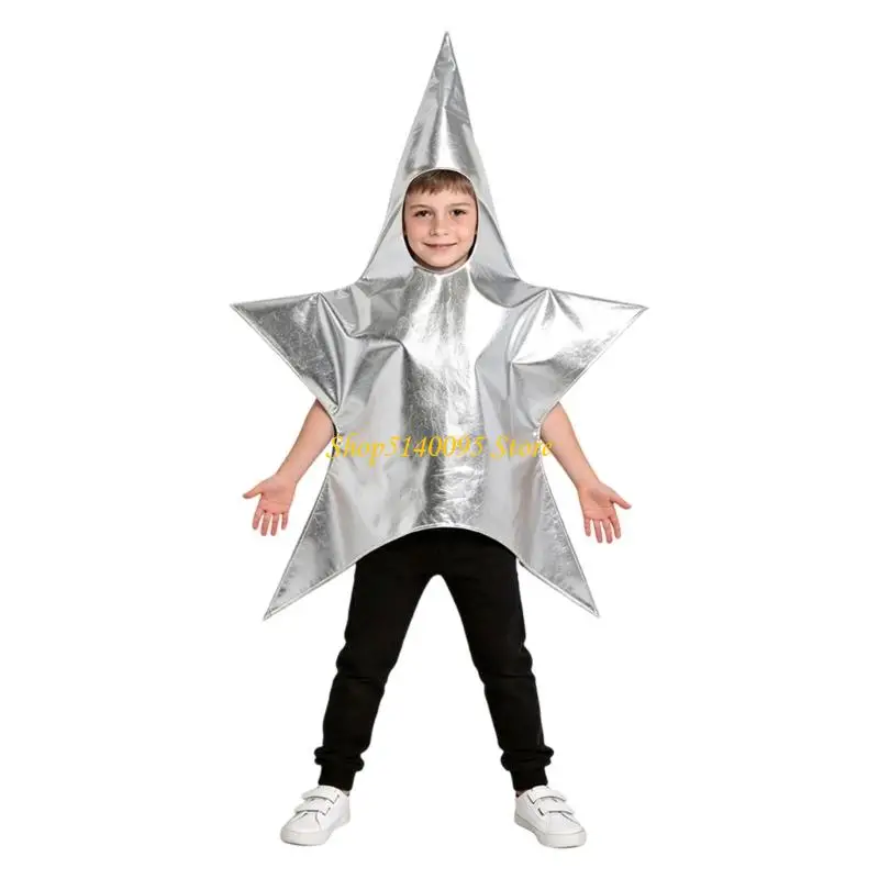 DXAE Sparkly Five Pointed Star Dressing up Costume Kids Execution Stage Wear For Children Theater Show Christmas Celebration