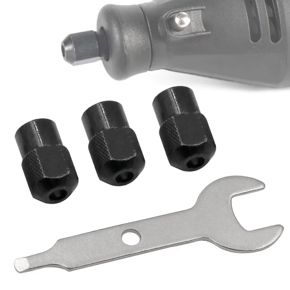 4-Piece Mini Drill Chuck Set M8*0.75Mm Rotary Tool Chuck Set, Nut Drill Chuck Adapter, with Wrench Electric Tool Engraving Machine Accessories