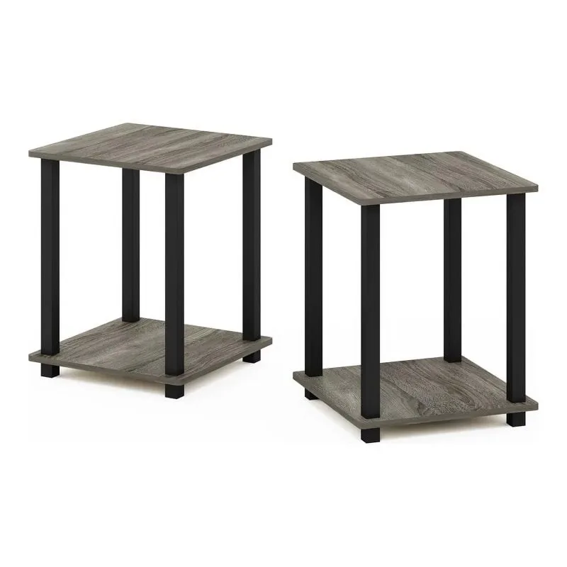 

Engineered Wood Simplistic End Table in French Oak Gray/Black (Set of 2)