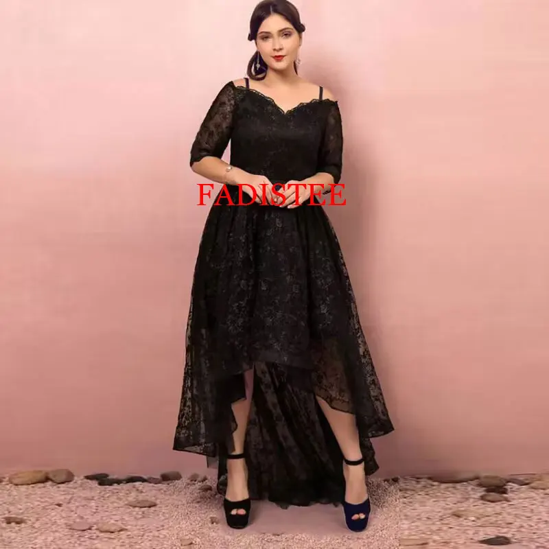 

Lace V-neck Off The Shoulder Plus Size Evening Dresses High-low Party Dress Vestidos De Fiestas De Noche Para Mujer