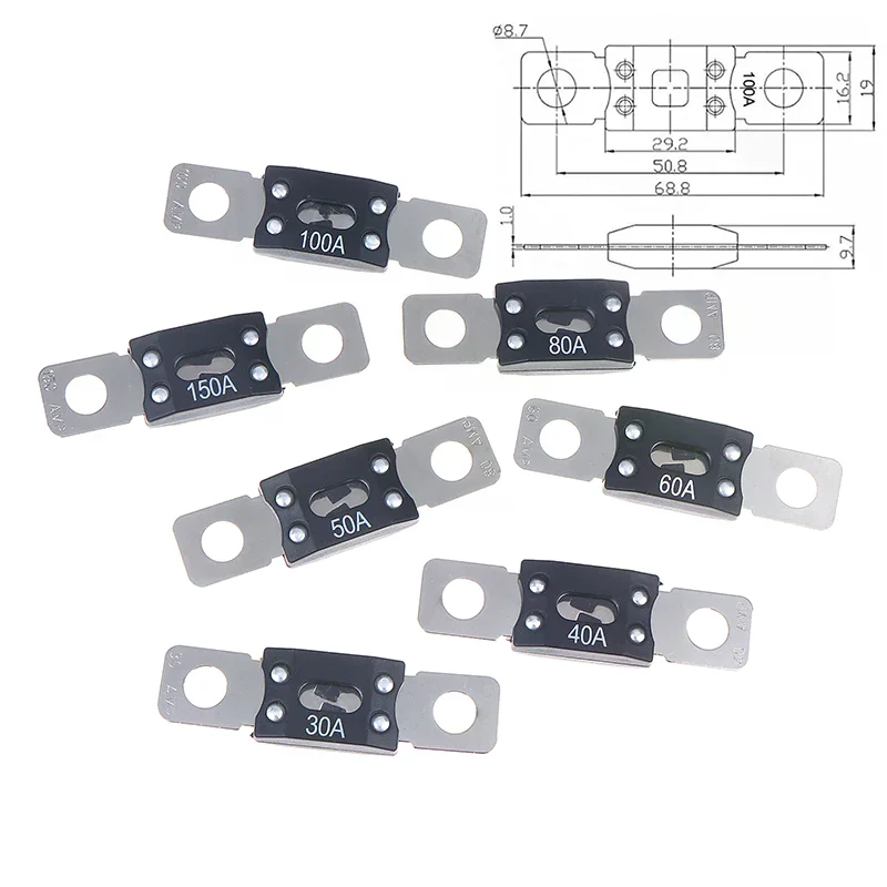 1/3Pcs ANM Mega Bolt-On Fuse 30A 40A 50A 60A 80A 100A 150A 200A 250A 300A Blade Fuse For Car Boat Audio Accessories
