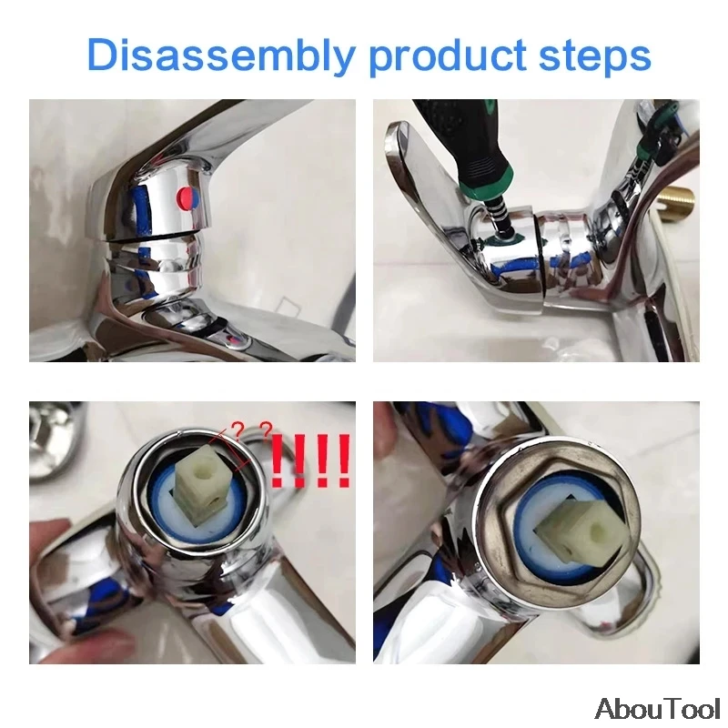 Faucet Handle Replacement Stainless Steel Bathroom Hot and Cold Basin Faucet Shower Mixing Valve Core Boiling Handle Tap Head