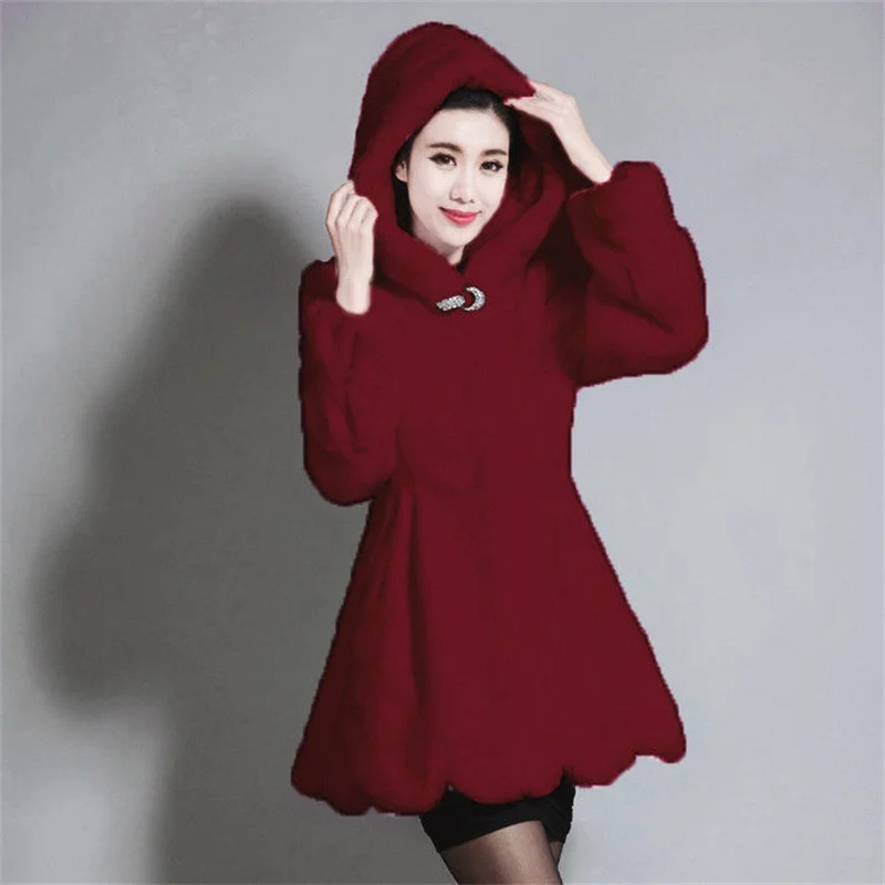 Large Size 12XL Fur Overcoat Women Fur Coat 2022 Autumn Winter Female Faux Mink Overcoat Women\'s Mid-length Hooded Jacket