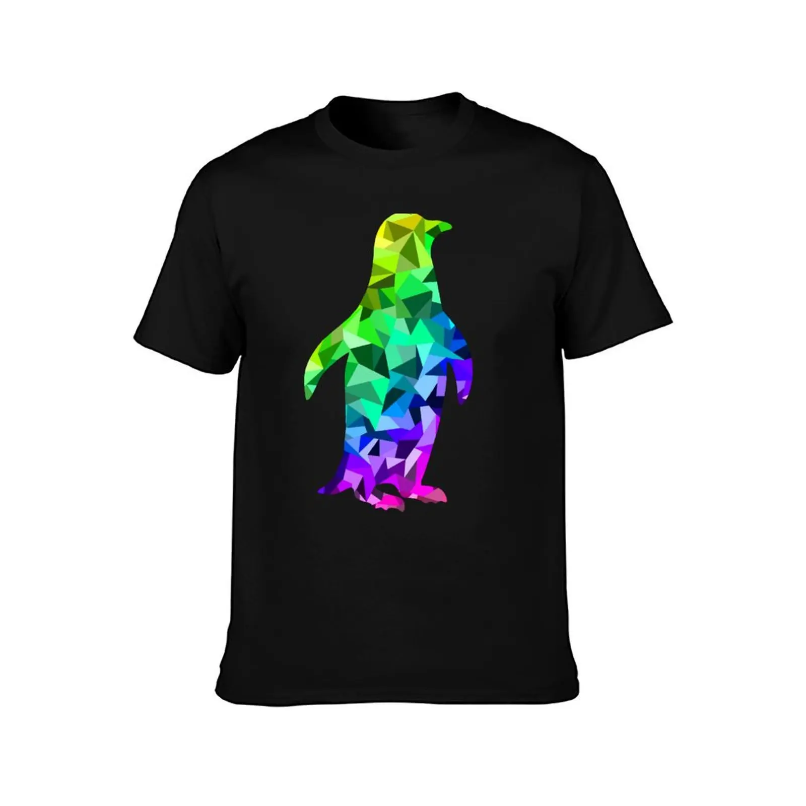 Rainbow Geometric Penguin T-Shirt man graphic t shirt T-Shirt