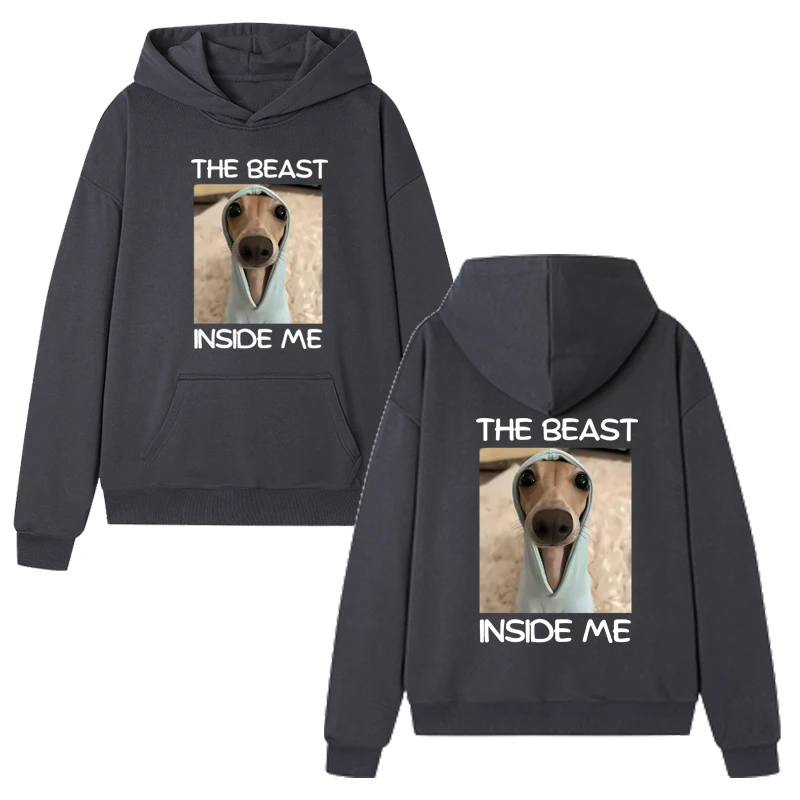 2025 جديد في الوحش داخلي مضحك الكلب ميمي الجرافيك هوديي الرجال النساء الخريف الشتاء الصوف البلوفرات للجنسين بلوزة من الصوف #6