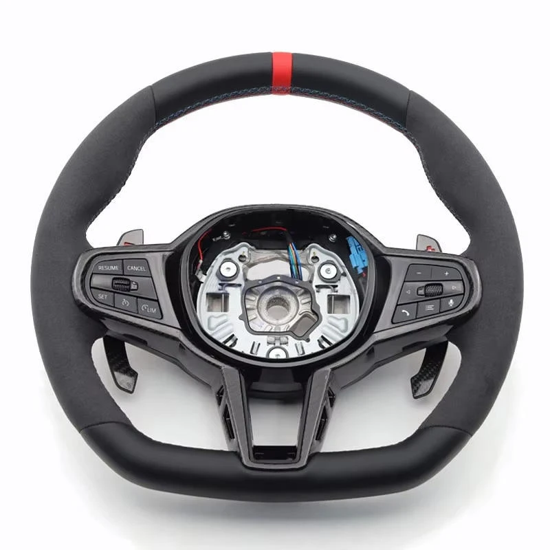 For BMW G series Factory direct supply,  modified steering wheel, suede red carbon fiber paddles, non-destructive