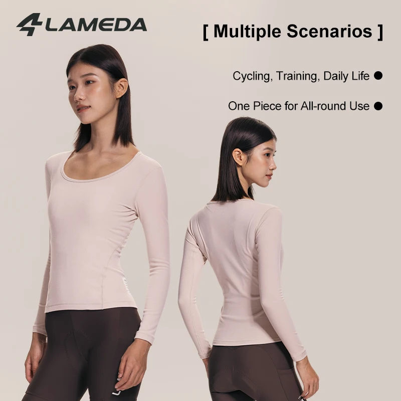

Женская велосипедная майка Lameda, осень-зима, 5-15 ℃ Теплая велосипедная одежда из флиса, высокоэластичная, дышащая, с длинными рукавами