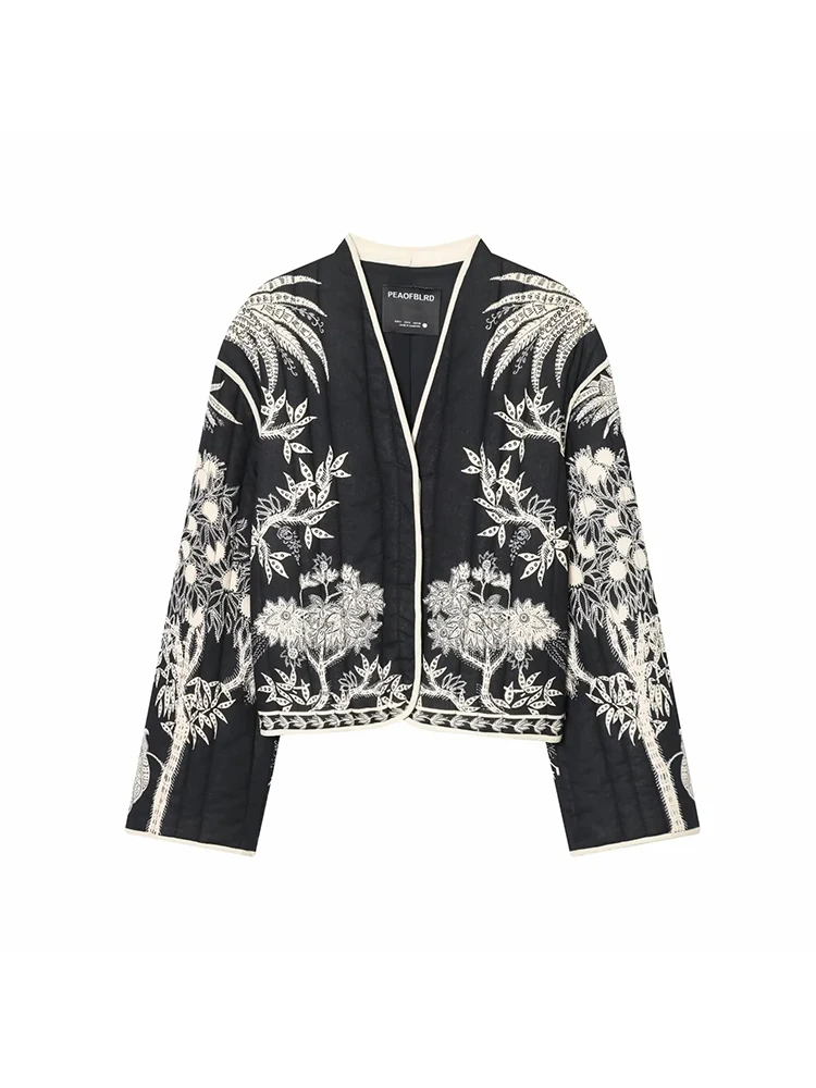 

Женская новая стеганая куртка с цветочным принтом, хлопковое пальто, куртки с длинными рукавами, элегантная женская уличная одежда