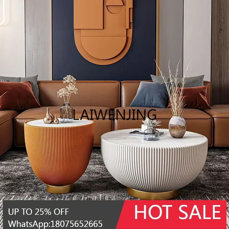 

light luxury rock slab coffee table living room home modern simple size round coffee table