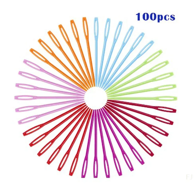 100 Stück Kunststoff-Nähnadeln zum Einfäden, Weben, für Kinder, Basteln, 7 cm