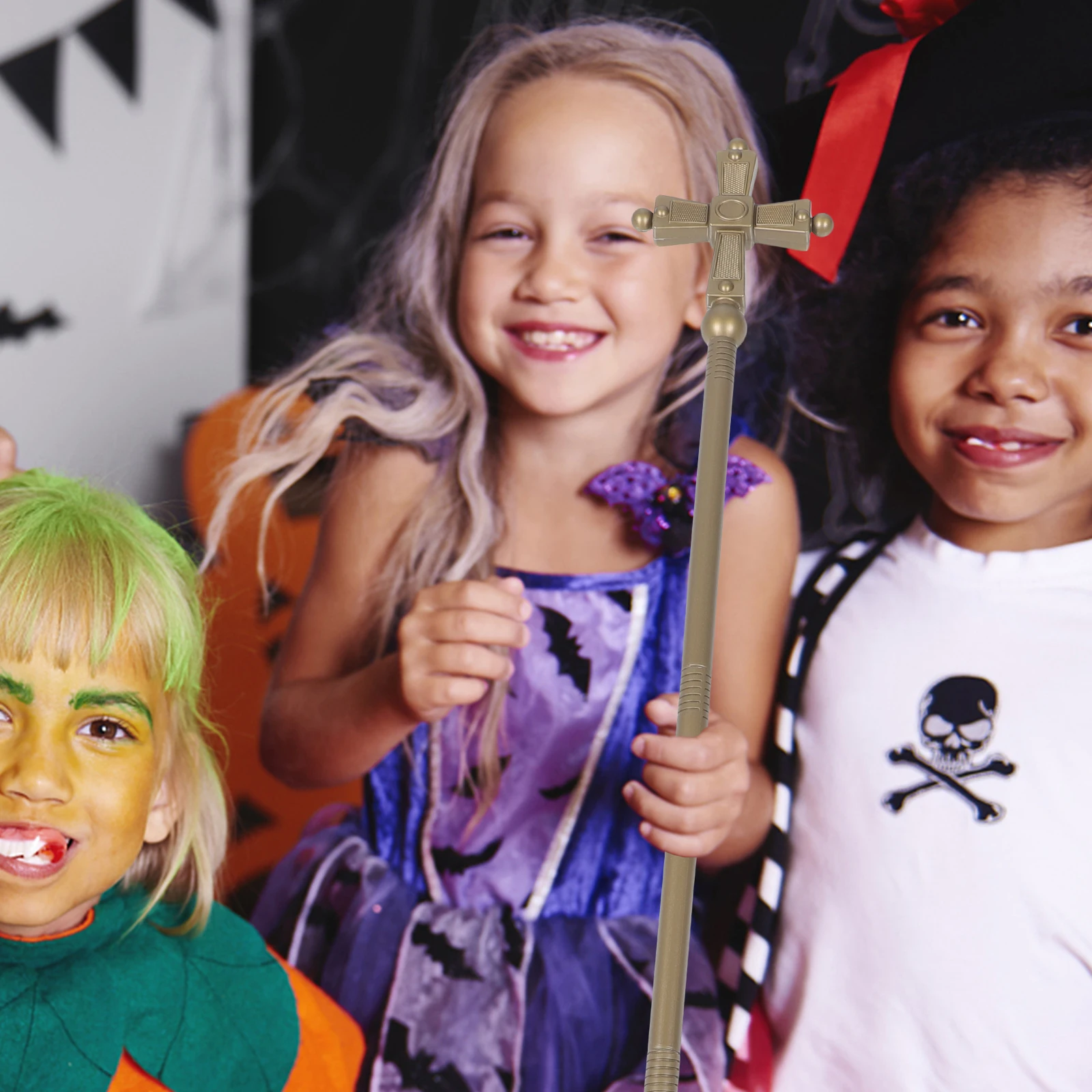 Kij Sztaba Krzyżowa 77cm Plastikowa Laska Kostiumowa Rekwizyt na Halloween Imprezę Scenę