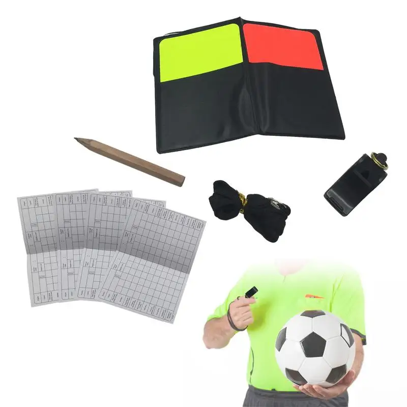 1 Set Sport Football Soccer Referee Wallet Notebook With Red Card And Yellow Card Whistles Useful Referee Tool Supplies