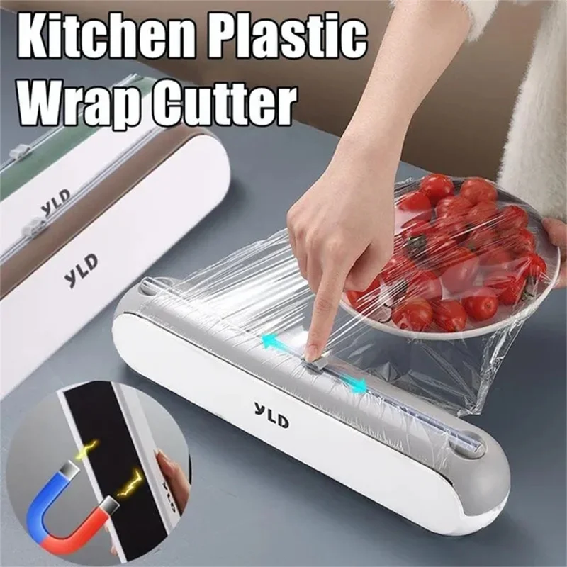 Kitchen Tin Foil Plastic Wrap Cutter Household Storage Rack Plastic Wrap Sleeve Magnetic Suction Cup Plastic Wrap Cutting Box