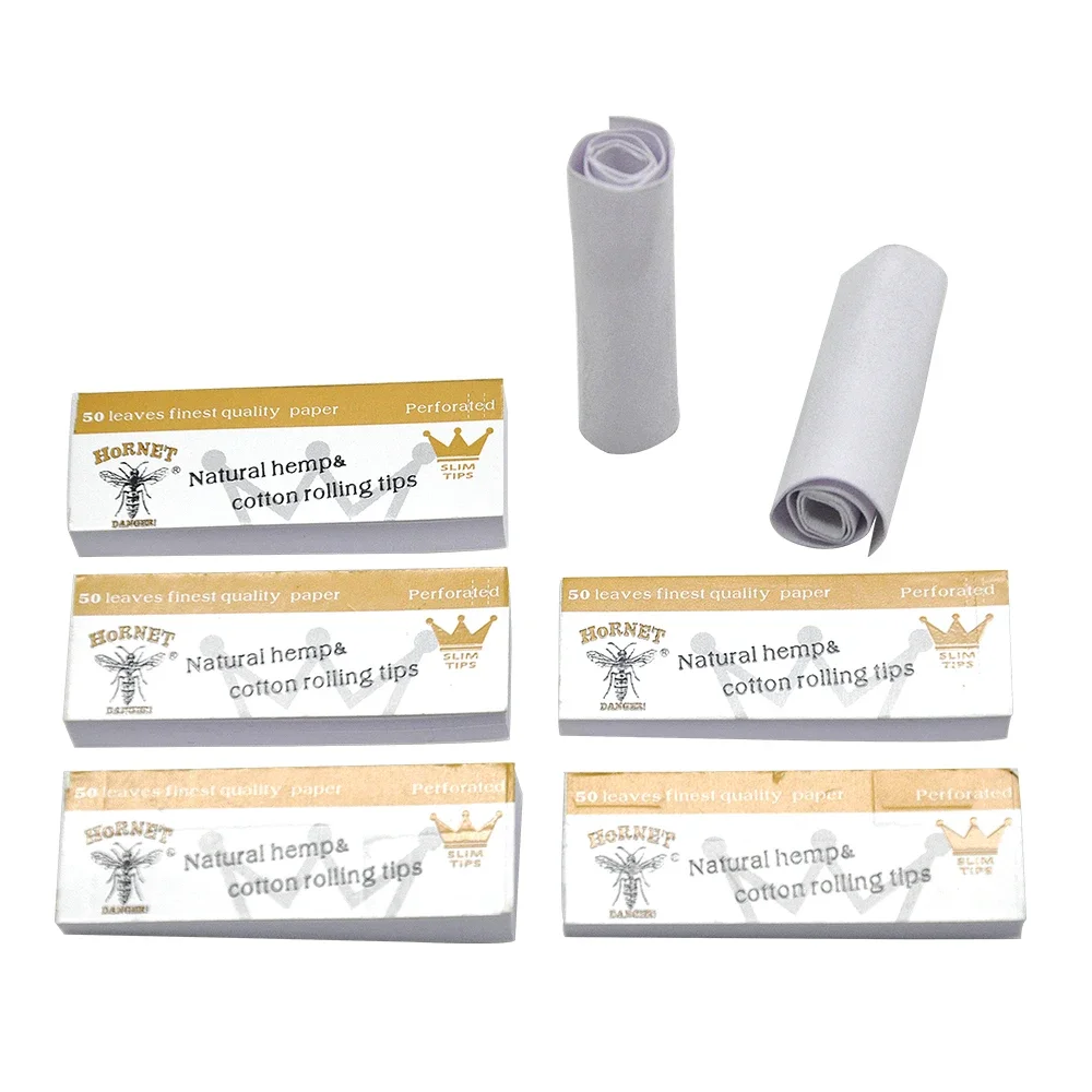 5 Booklets Paper Filter Tips Rolling Paper Rollingpapers 50 Leaves Paper Tips Natural Unrefined Rolling Paper for Filter Tips