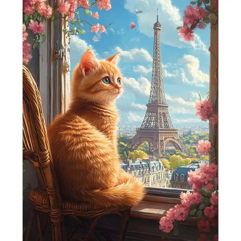 

PhotoCustom Diy Painting By Numbers Handpainted Cat Animal Coloring By Numbers For Adult Home Decor Gift