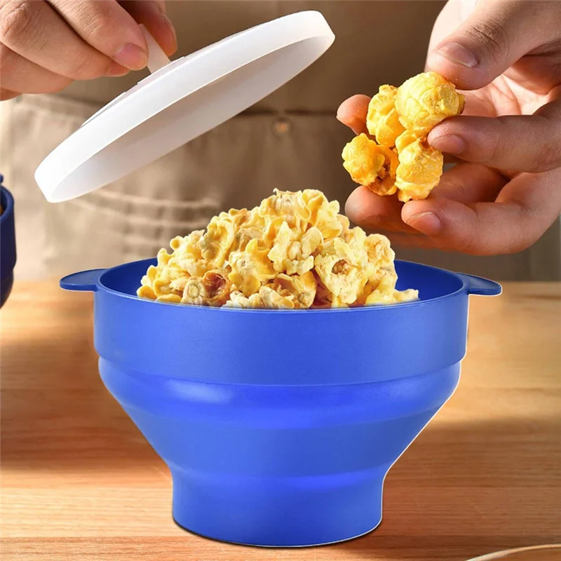 Bol de four pliable, bol à pop-corn rond et Portable avec couvercle pour usage domestique, offre spéciale