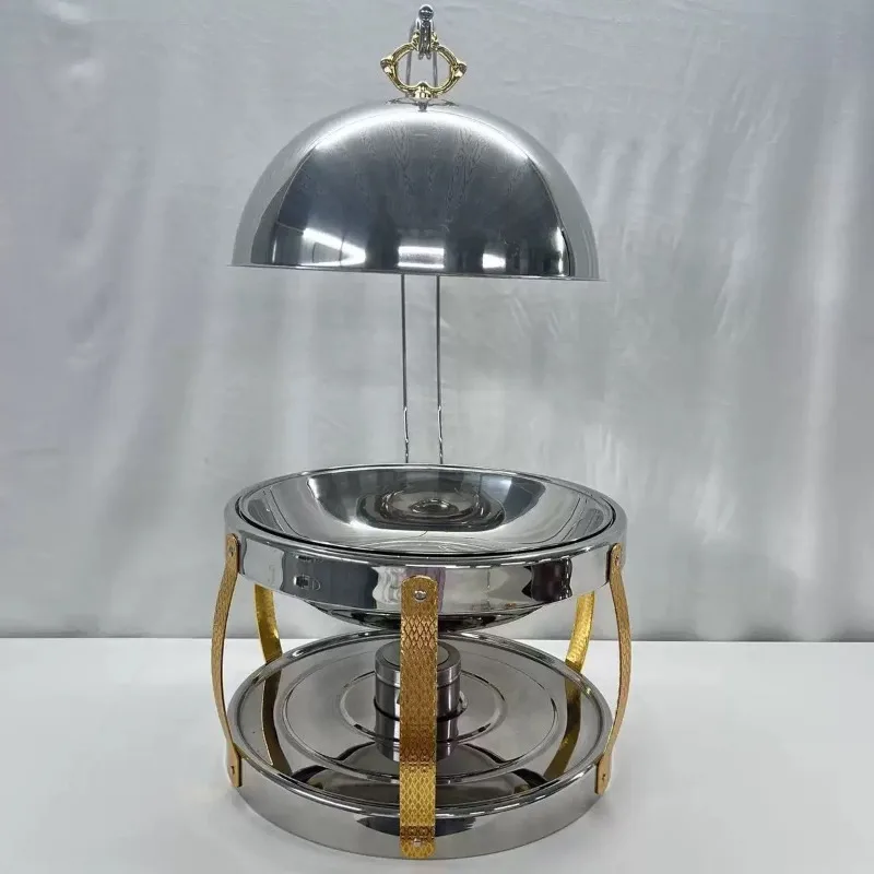 Cross-border supply Stainless steel Round hanging cover Gold-plated restaurant Hotel Food heating Alcohol stove