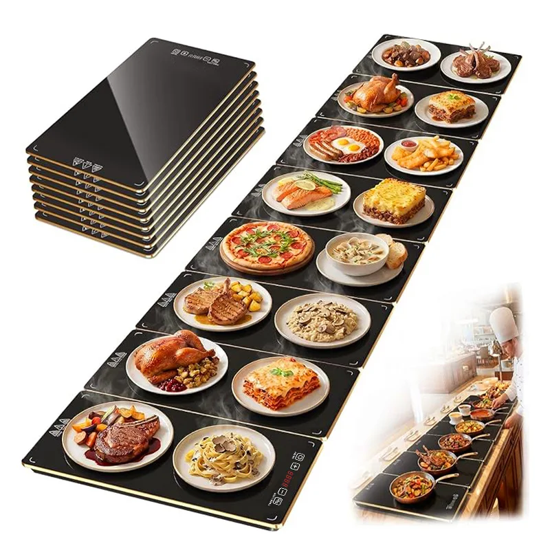 Splicable Electric Heating Plate Module, Glass Temperature Control Food Warming Plate for Self‑Service Hot Dish Table